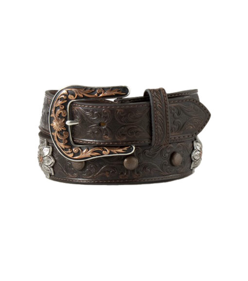 Blazin Roxx Women's Black Tooled Concho Belt