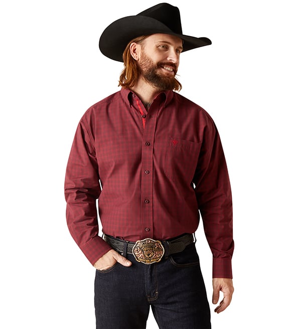 Ariat, Men's Red Pro Series Neal Classic Fit Shirt, 10047389 - Wilco ...