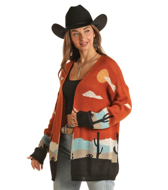 Ladies discount rust cardigan