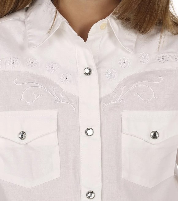 Wrangler Little Girl's Western Snap Long Sleeve Shirt