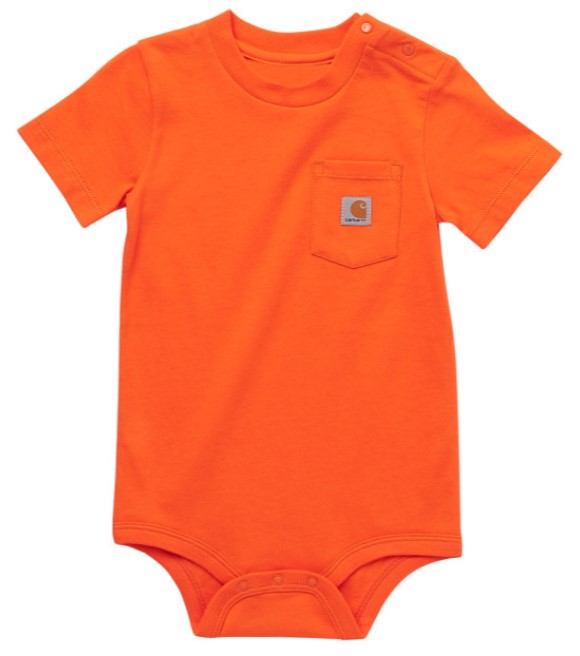 Carhartt, Baby Exotic Orange Short Sleeve Pocket Onesie, CA5000E165 ...