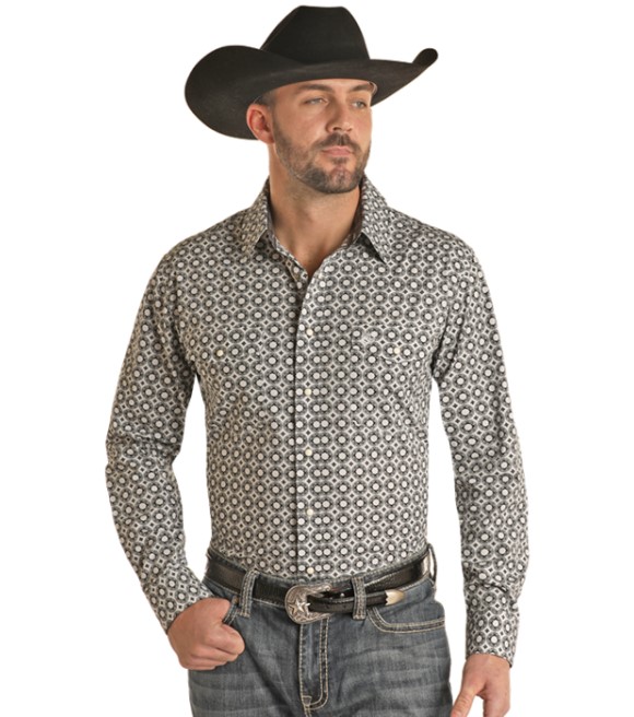 Panhandle, Men's Steel Medallion Long Sleeve Button Down, PMB2S02313 ...