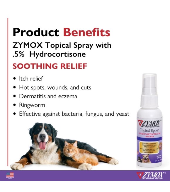 ZYMOX, Topical Spray with 0.5 Hydrocortisone For Pets, 2 oz Wilco