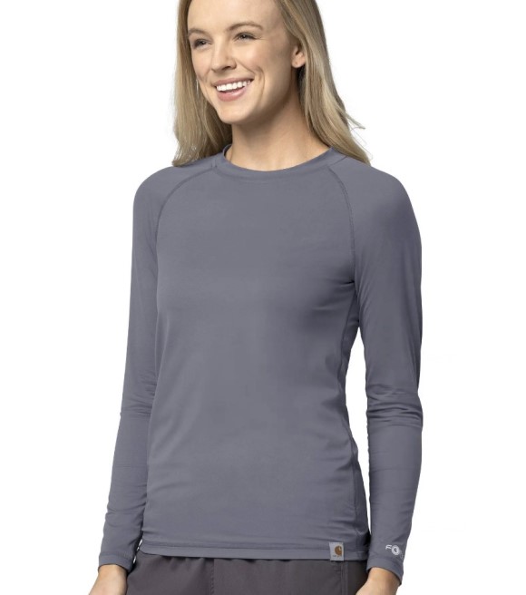 Carhartt, Ladies Pewter Gray Force Sub-Scrubs Performance Long Sleeve ...