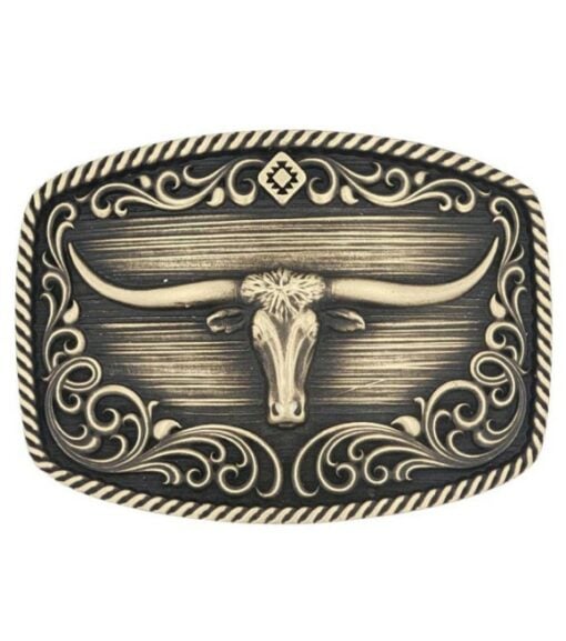 Montana Silversmiths, Tri-color Texas Longhorn Attitude Buckle, A711 