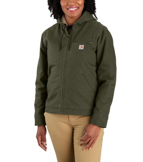 Carhartt, Ladies Basil Loose Fit Washed Duck Sherpa Lined Jacket ...