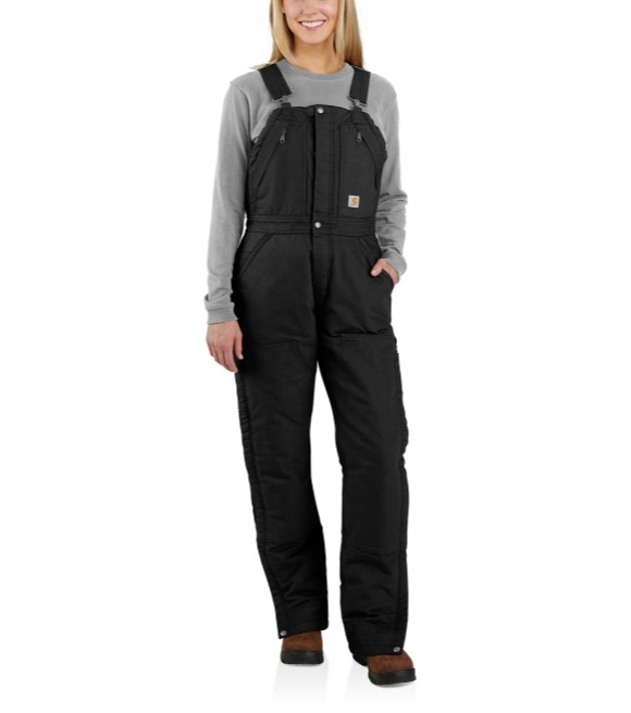 Carhartt, Ladies Black Loose Fit Washed Duck Insulated Biberall - Wilco ...