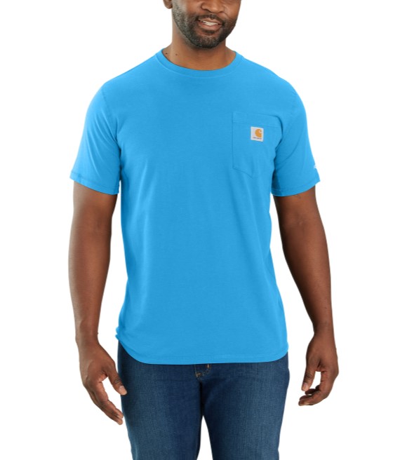 Carhartt, Men's Azure Blue Force Relaxed Fit Midweight Short Sleeve ...