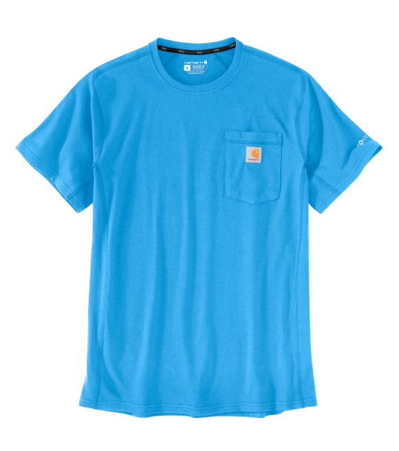 Carhartt, Men's Azure Blue Force Relaxed Fit Midweight Short Sleeve ...