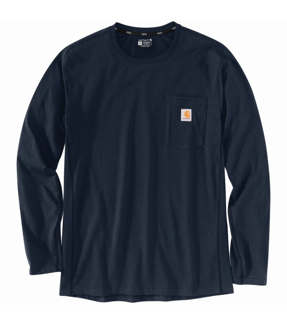 Carhartt, Men's Navy Force Relaxed Fit Midweight Long Sleeve Pocket T ...