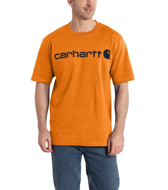 Carhartt, Men's Marmalade Heather Loose Fit Heavyweight Short Sleeve ...