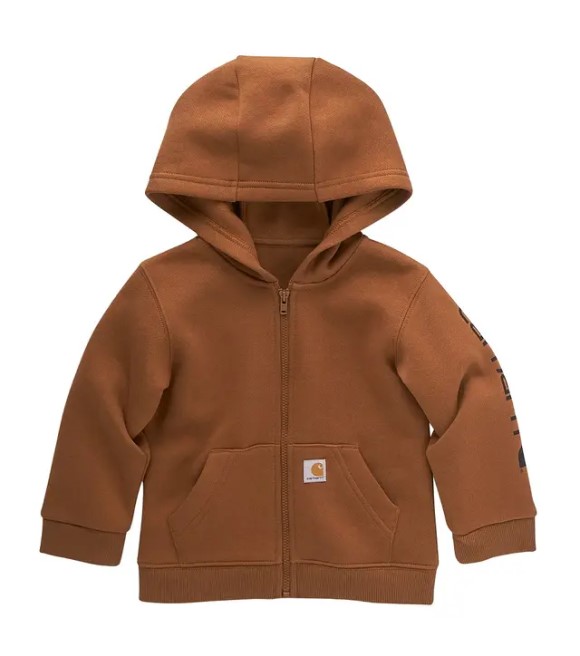 Carhartt, Infant Carhartt Brown Long Sleeve Full Zip Logo Sweatshirt Wilco Farm Stores