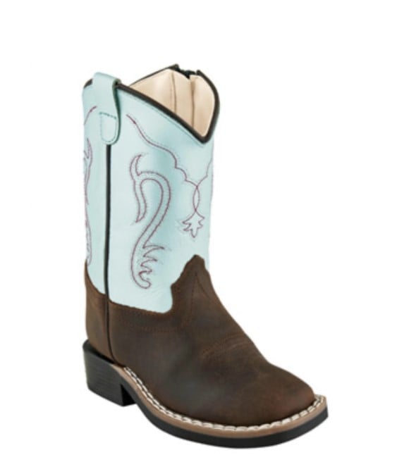 Old West, Toddler Turquoise & Brown Square Toe Boot, BSI1909
