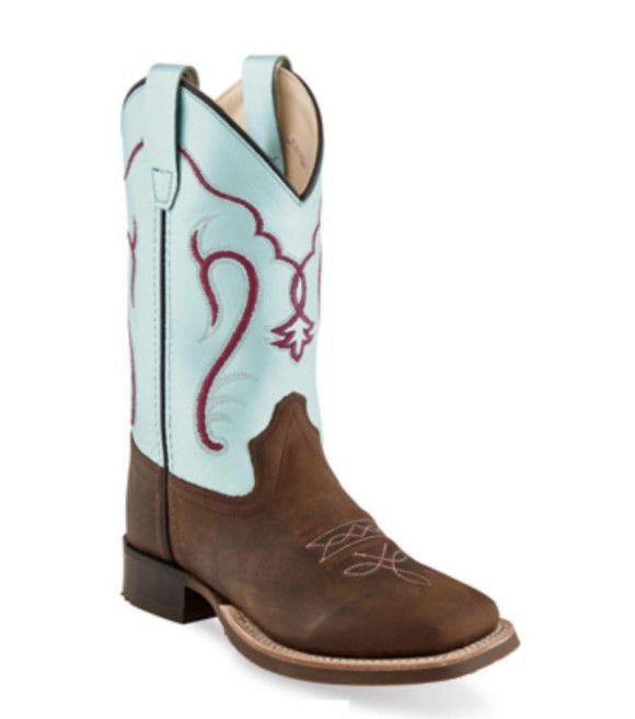 Old West, Kids Turquoise & Brown Square Toe Boot, BSC1909/BSY1909