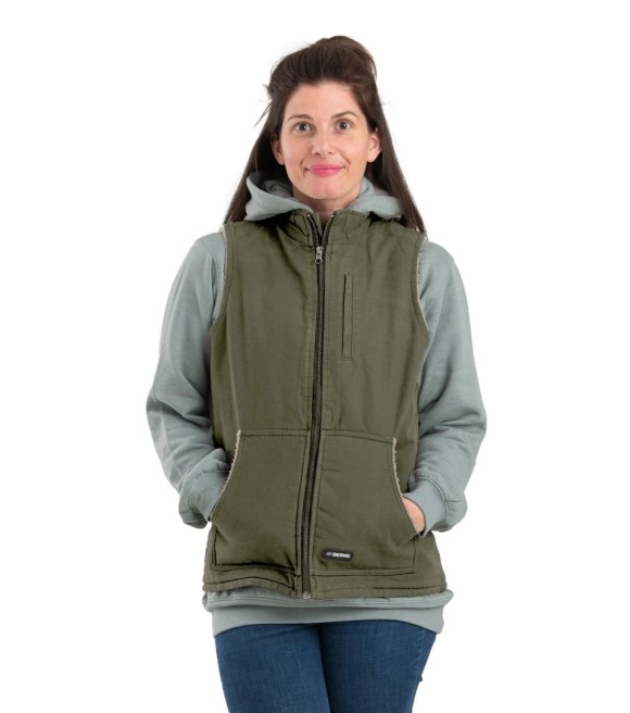 Berne Workwear, Ladies Cedar Green Sherpa Lined Softstone Duck Vest ...