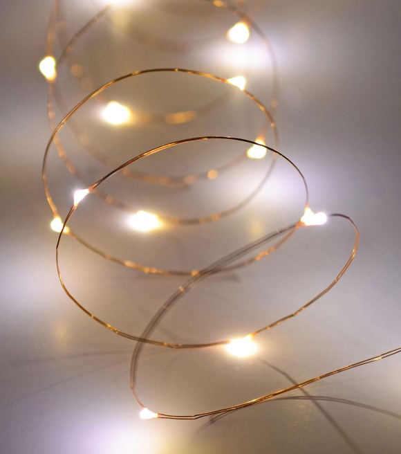 Alpine, White Silver/Copper String 60 Bulb Micro Decorative LED Light Set