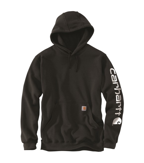 Carhartt, Men's Black Loose Fit Midweight Logo Sleeve Graphic Hoodie ...