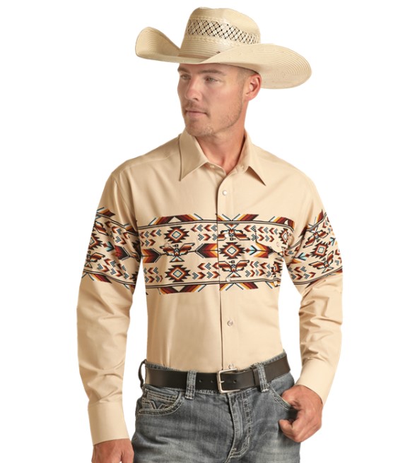 Panhandle, Men's Thunderbird Border Snap Long Sleeve - Wilco Farm Stores