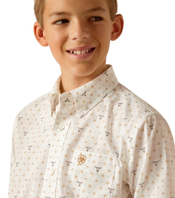 Ariat, Kids' White Edmond Classic Fit Shirt - Wilco Farm Stores