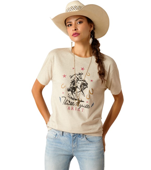 Ariat, Ladies Oatmeal Heather Thrills N Spills T-Shirt, 10051301 ...