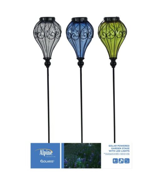 Alpine, Assorted Solar Hot Air Balloon Powered LED Garden Stakes ...