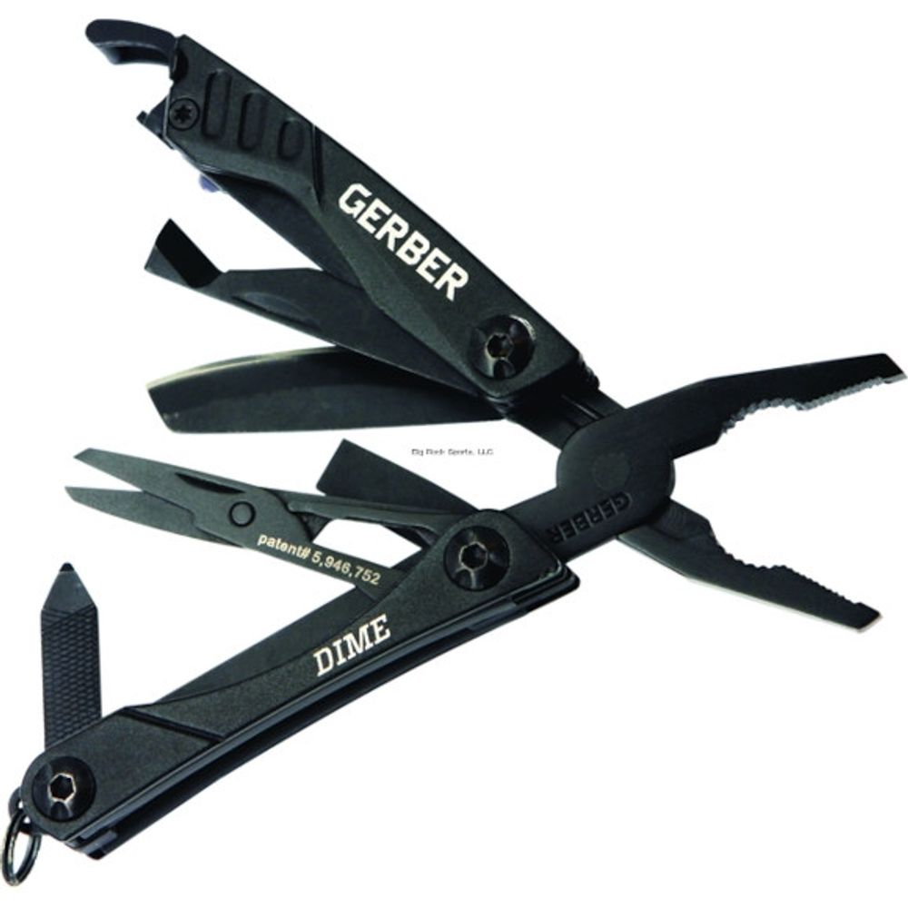 GERBER Dime 31-001134 Multi-Tool, 4-1/4 in L Open, Black Handle