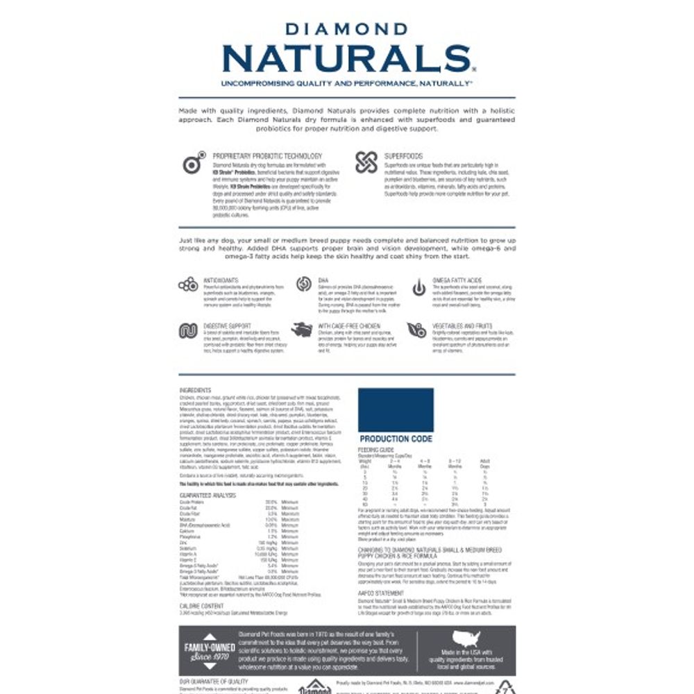 Diamond Naturals, Small & Medium Breed Puppy Food