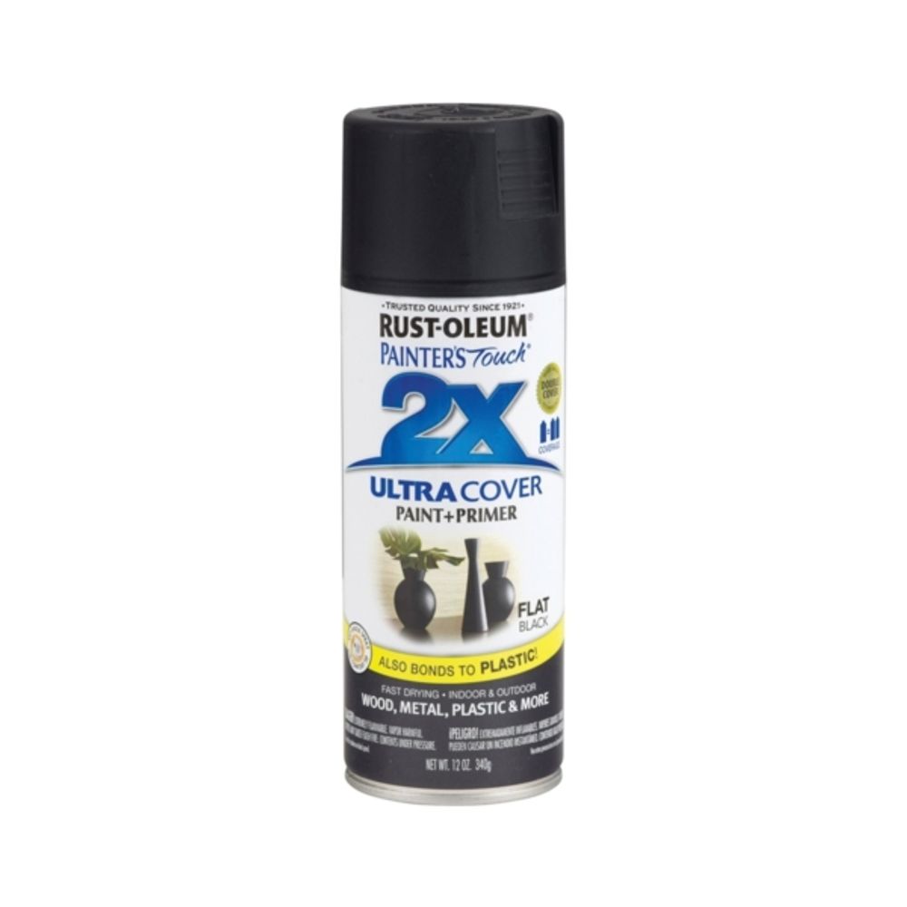 RUST-OLEUM PAINTER'S Touch 249127 All-Purpose Flat Spray Paint, Flat, Black, 12 oz Aerosol Can
