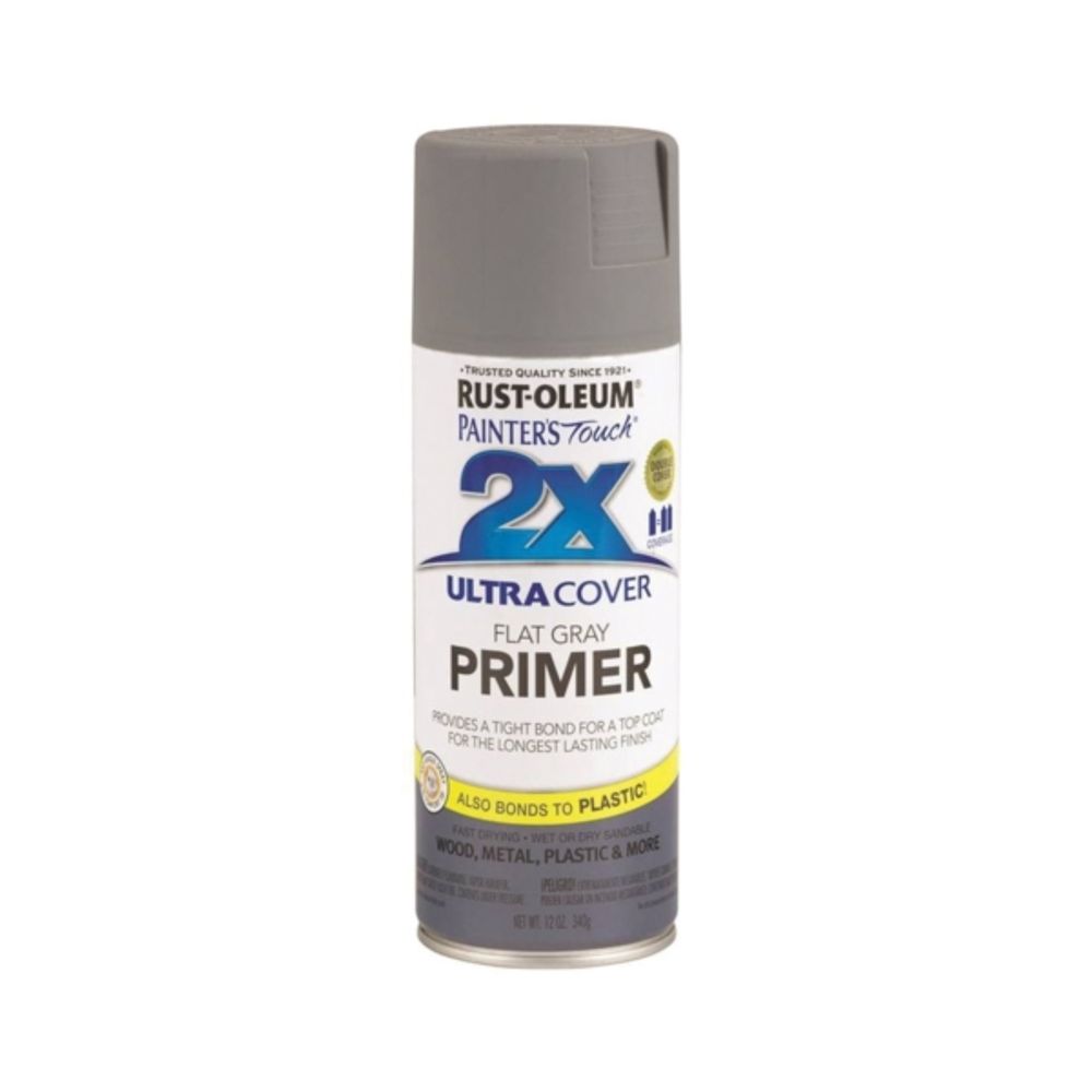 RUST-OLEUM PAINTER'S Touch 249088 All-Purpose Spray Primer, Flat, Gray, 12 oz Aerosol Can