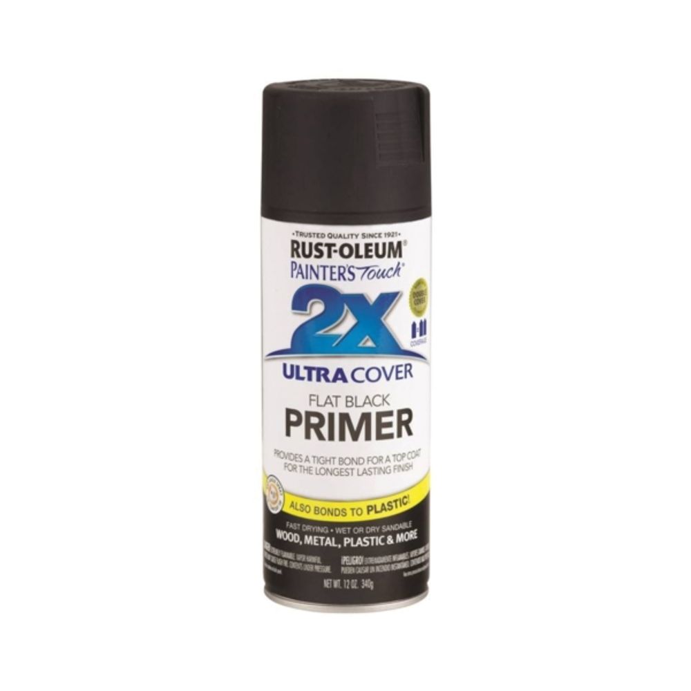 RUST-OLEUM PAINTER'S Touch 249846 All-Purpose Spray Primer, Flat, Black, 12 oz Aerosol Can