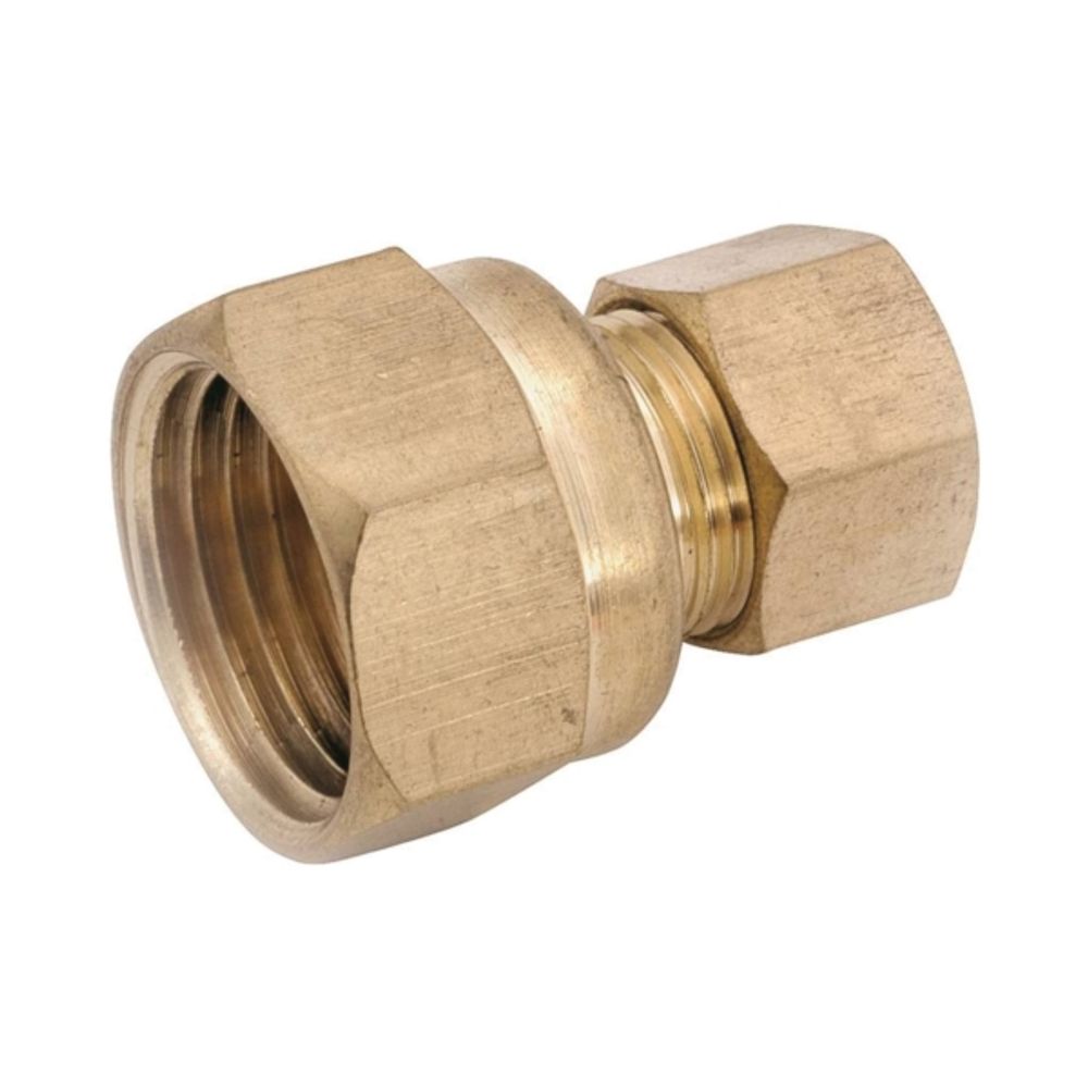 Anderson Metals 750066-0404 Tubing Coupling, 1/4 in Compression x FIP, 300 psi, Brass