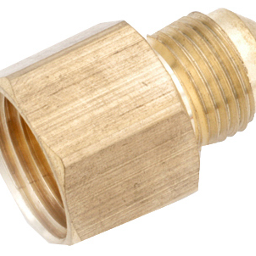 Anderson Metals 754046-0402 Tube Coupling, 1/4 in Flare x 1/8 in FNPT, 1000 psi, Brass