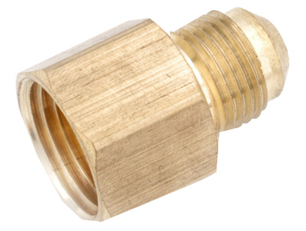 Anderson Metals 754046-0402 Tube Coupling, 1/4 in Flare x 1/8 in FNPT, 1000 psi, Brass