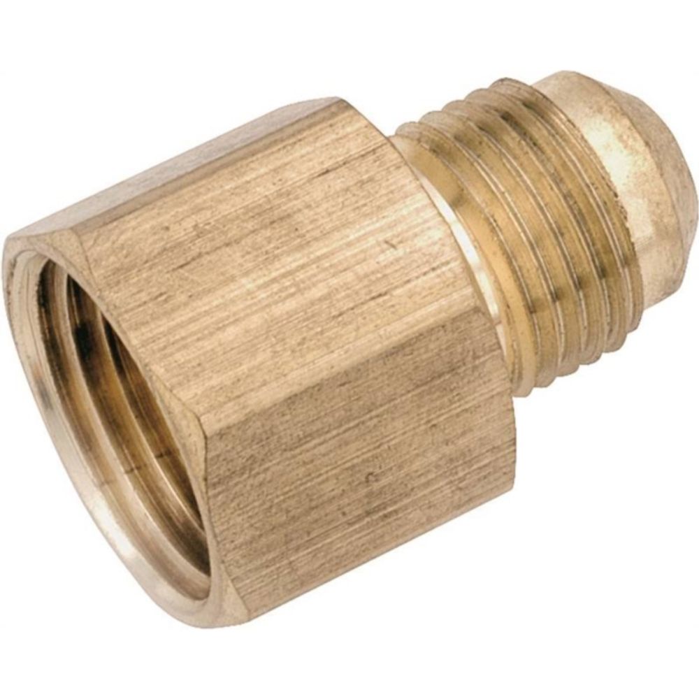 Anderson Metals 754046-0608 Tube Coupling, 3/8 in Flare x 1/2 in FNPT, 1000 psi, Brass