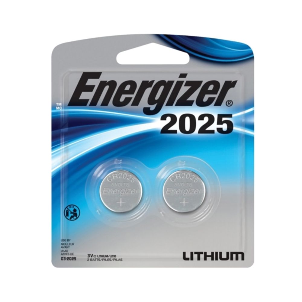 Energizer 2025BP-2 Coin Cell Battery, CR2025 Battery, Lithium, Manganese Dioxide, 3 V Battery