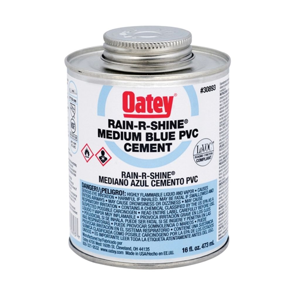 Oatey Rain-R-Shine 30893 Solvent Cement, Blue, 16 oz Can