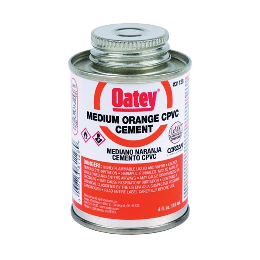 Oatey 31128 Solvent Cement, Orange, 4 oz Can