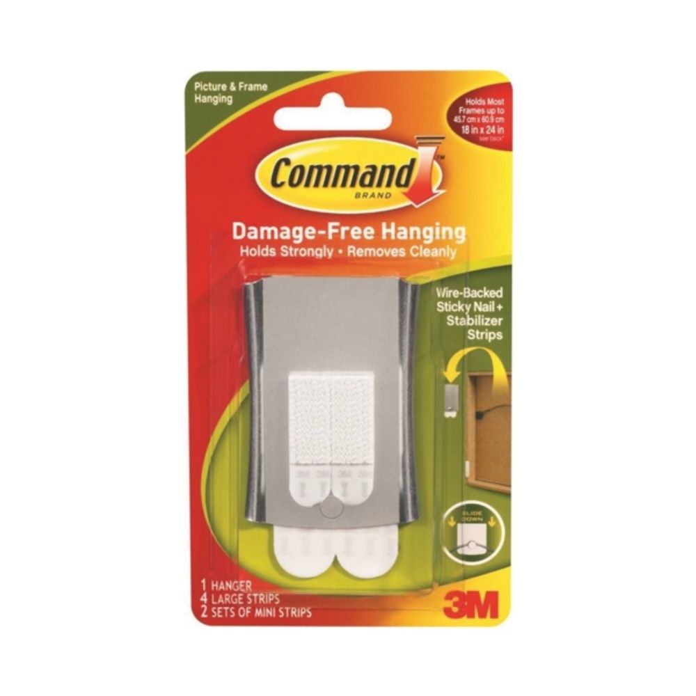Command 17048 Universal Picture Hanger, 8 lb Weight Capacity, Sticky Nail Mounting, Metal