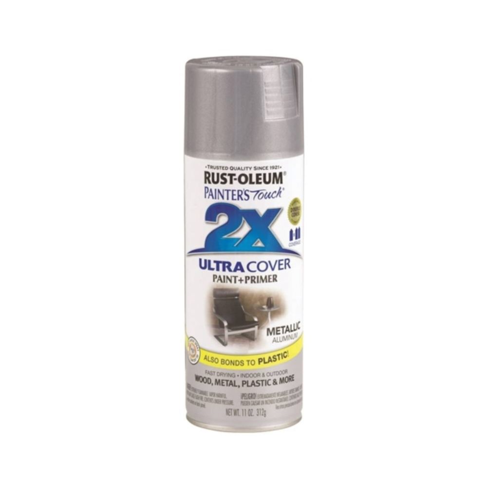RUST-OLEUM PAINTER'S Touch 249128 All-Purpose Enamel Spray Paint, Satin, Aluminum, 12 oz Aerosol Can