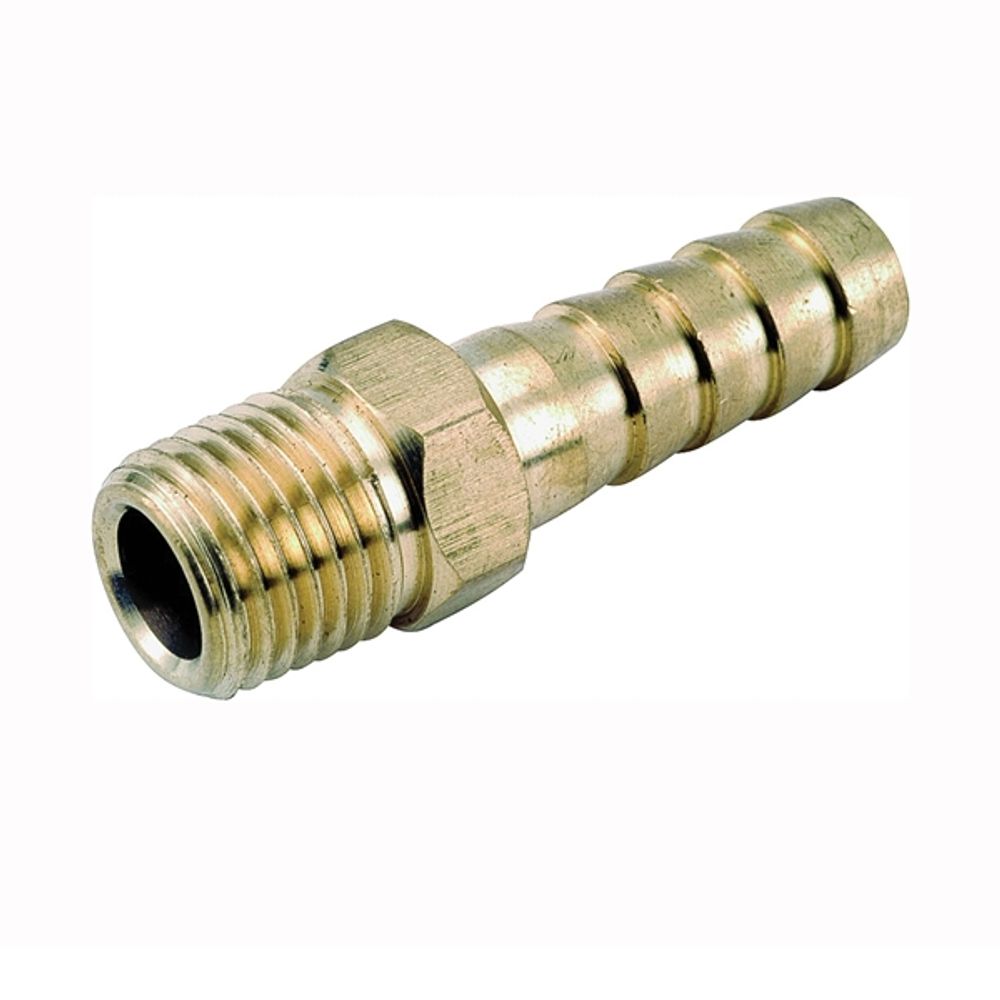 Anderson Metals 129 Series 757001-0806 Hose Adapter, 1/2 in Barb, 3/8 in MPT, Brass