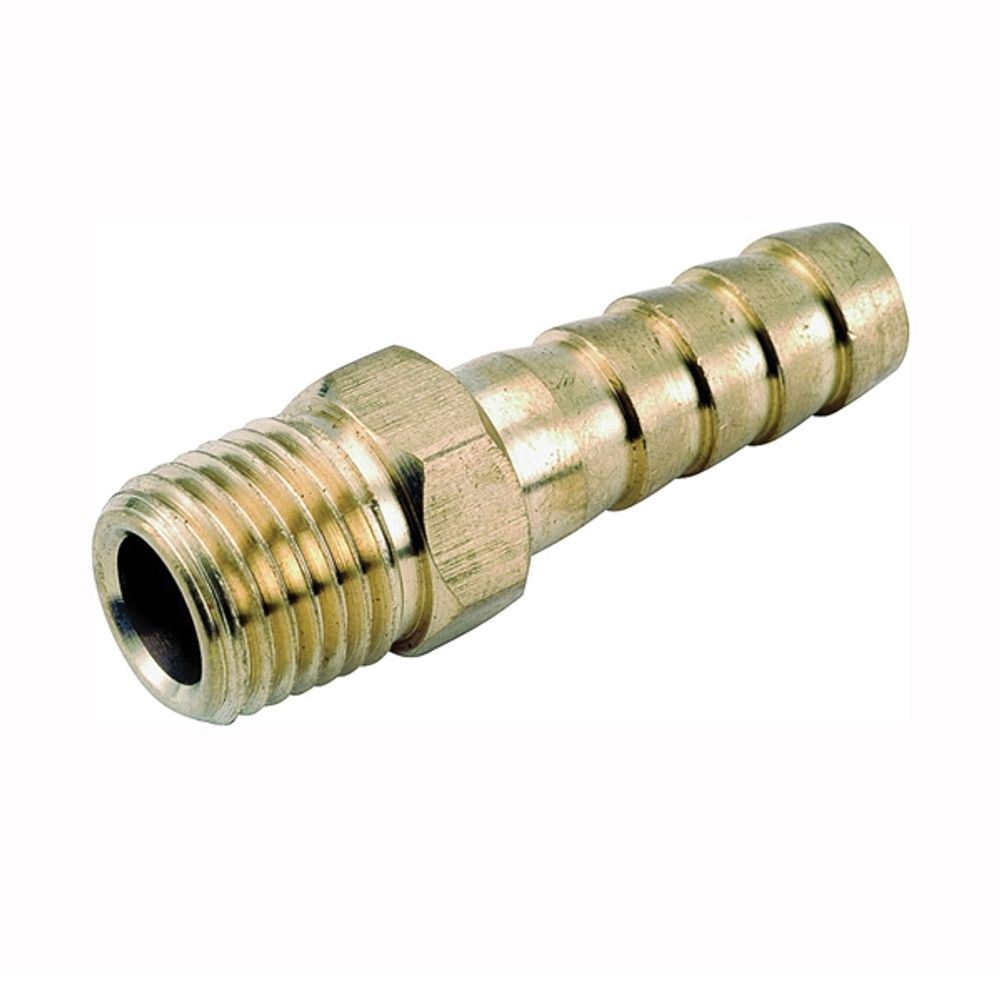 Anderson Metals 129 Series 757001-1008 Hose Adapter, 5/8 in Barb, 1/2 in MPT, Brass
