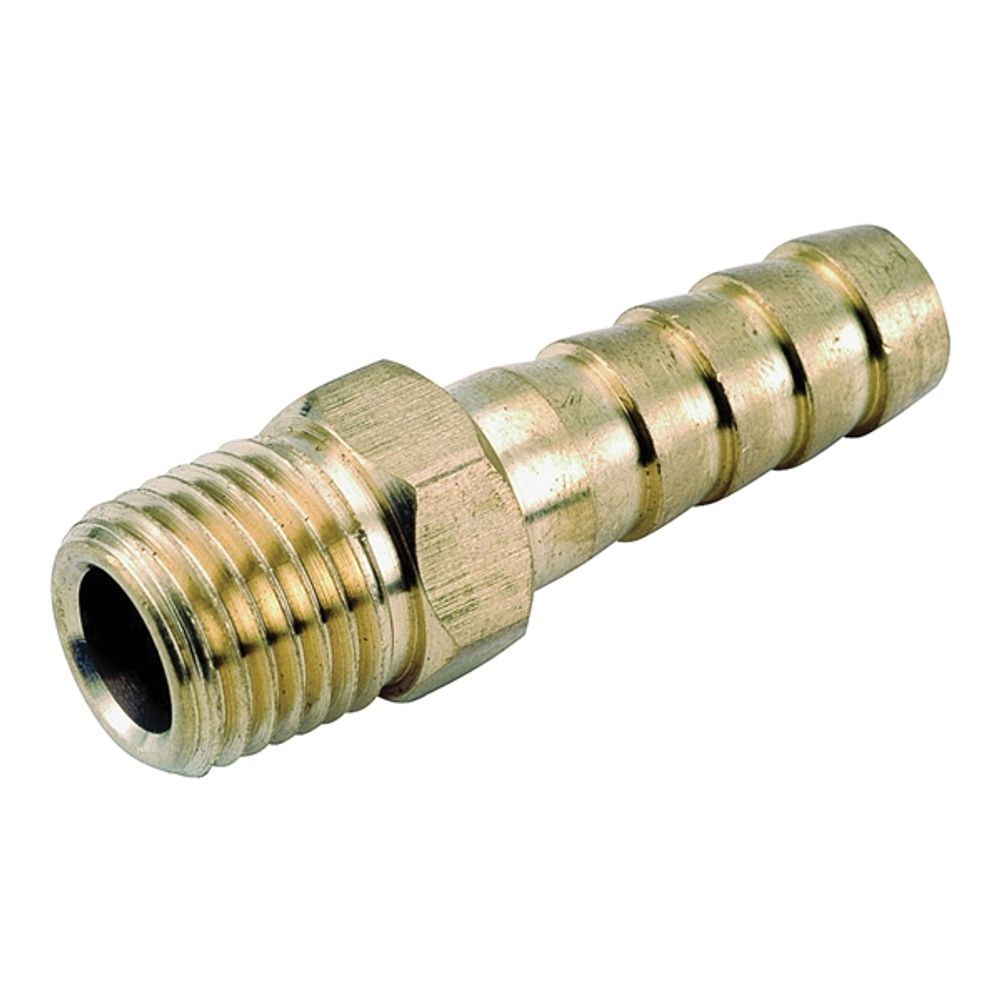 Anderson Metals 129 Series 757001-0808 Hose Adapter, 1/2 in Barb, 1/2 in MPT, Brass