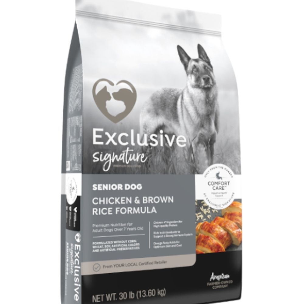 Exclusive, Signature Chicken & Brown Rice Formula Senior Dog Food, 30 lb