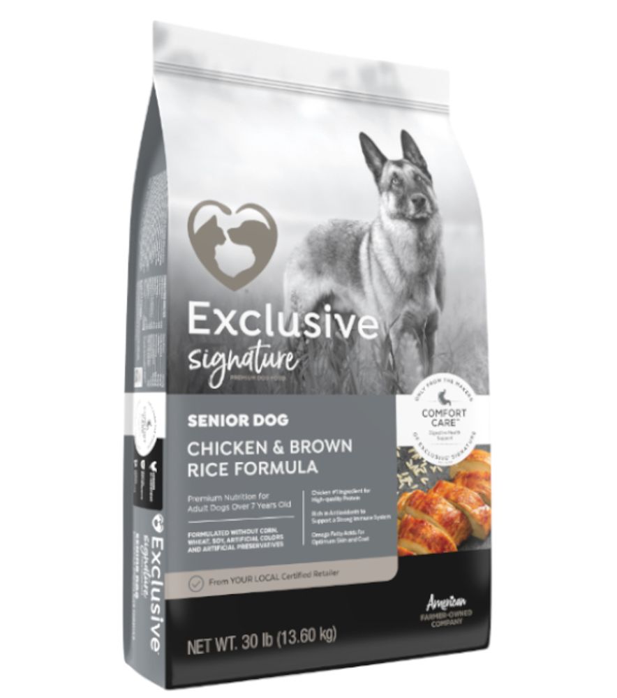Exclusive, Signature Chicken & Brown Rice Formula Senior Dog Food, 30 lb