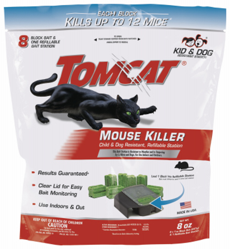 Tomcat 0372010 Mouse Bait Station Refill, 8 oz Bait Capacity, Plastic, Black