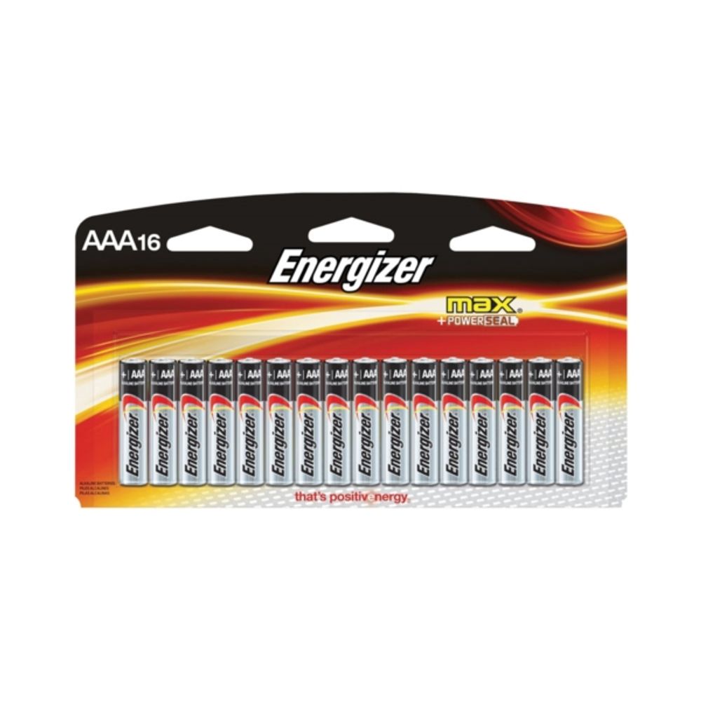 Energizer E92LP-16 Alkaline Battery, AAA, Zinc, Manganese Dioxide, 1.5 V