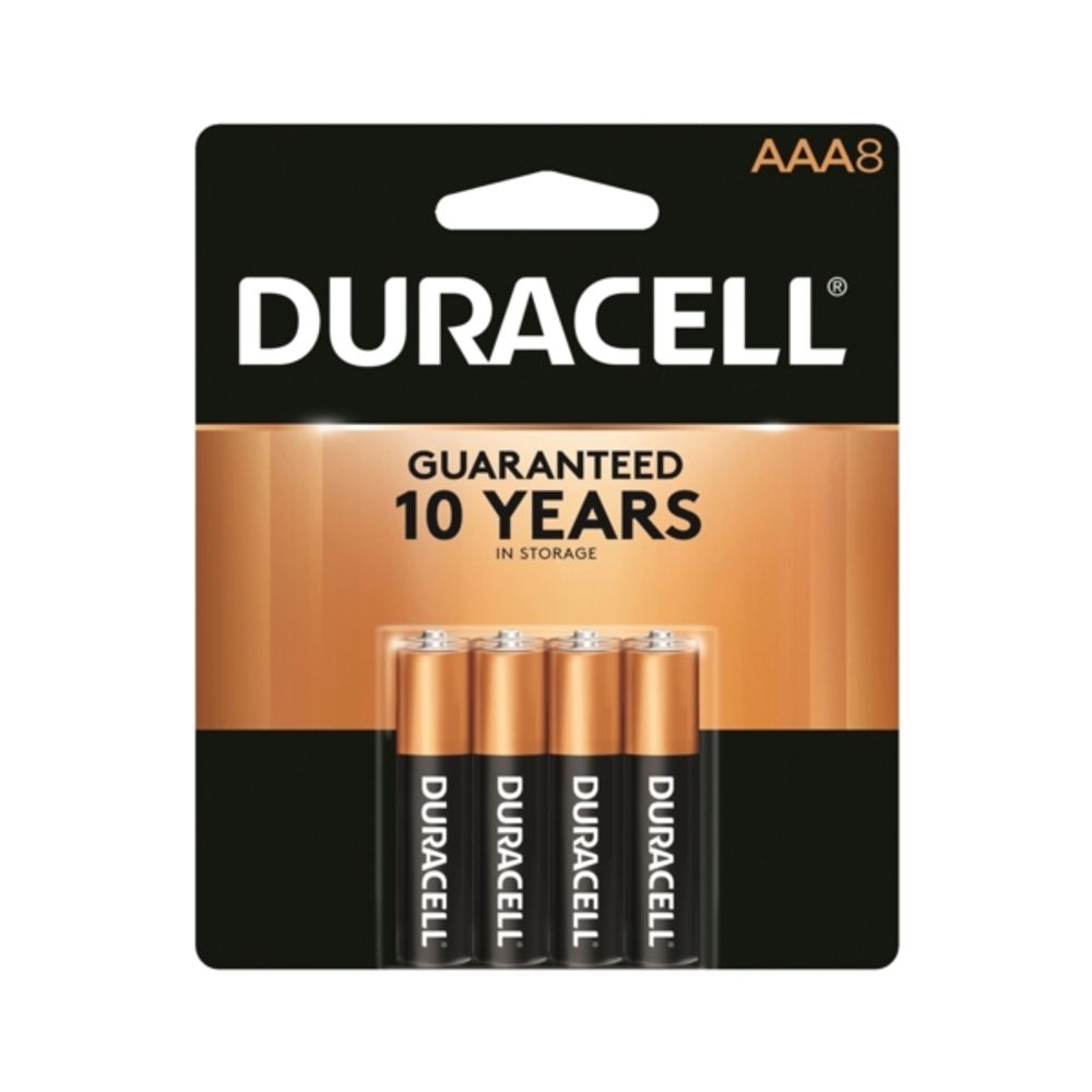 DURACELL MN2400B8Z Alkaline Battery, AAA, Manganese Dioxide, 1.5 V