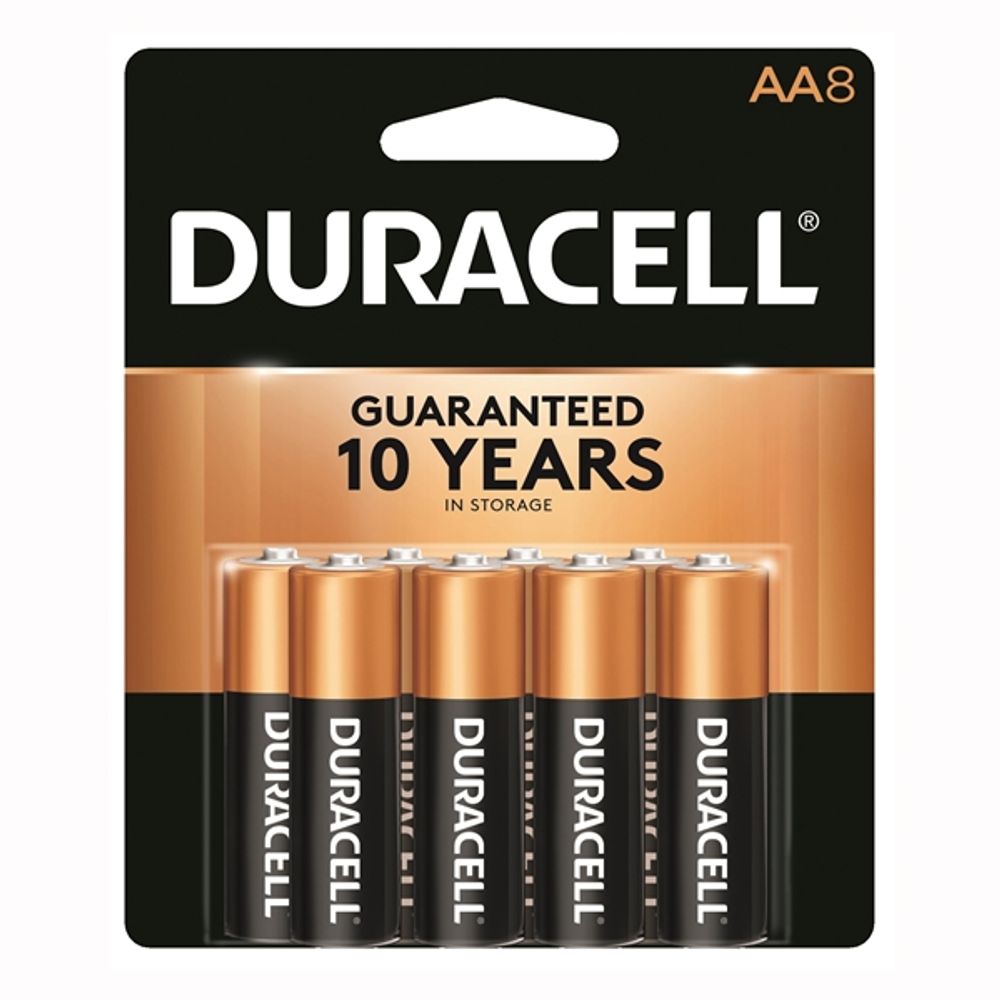 DURACELL COPPERTOP MN15B8ZTSS Alkaline Battery, AA, Manganese Dioxide, 1.5 V