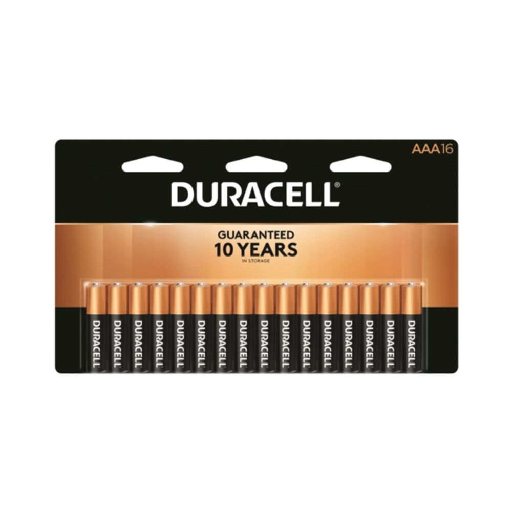DURACELL MN2400B16 Alkaline Battery, AAA, Manganese Dioxide, 1.5 V