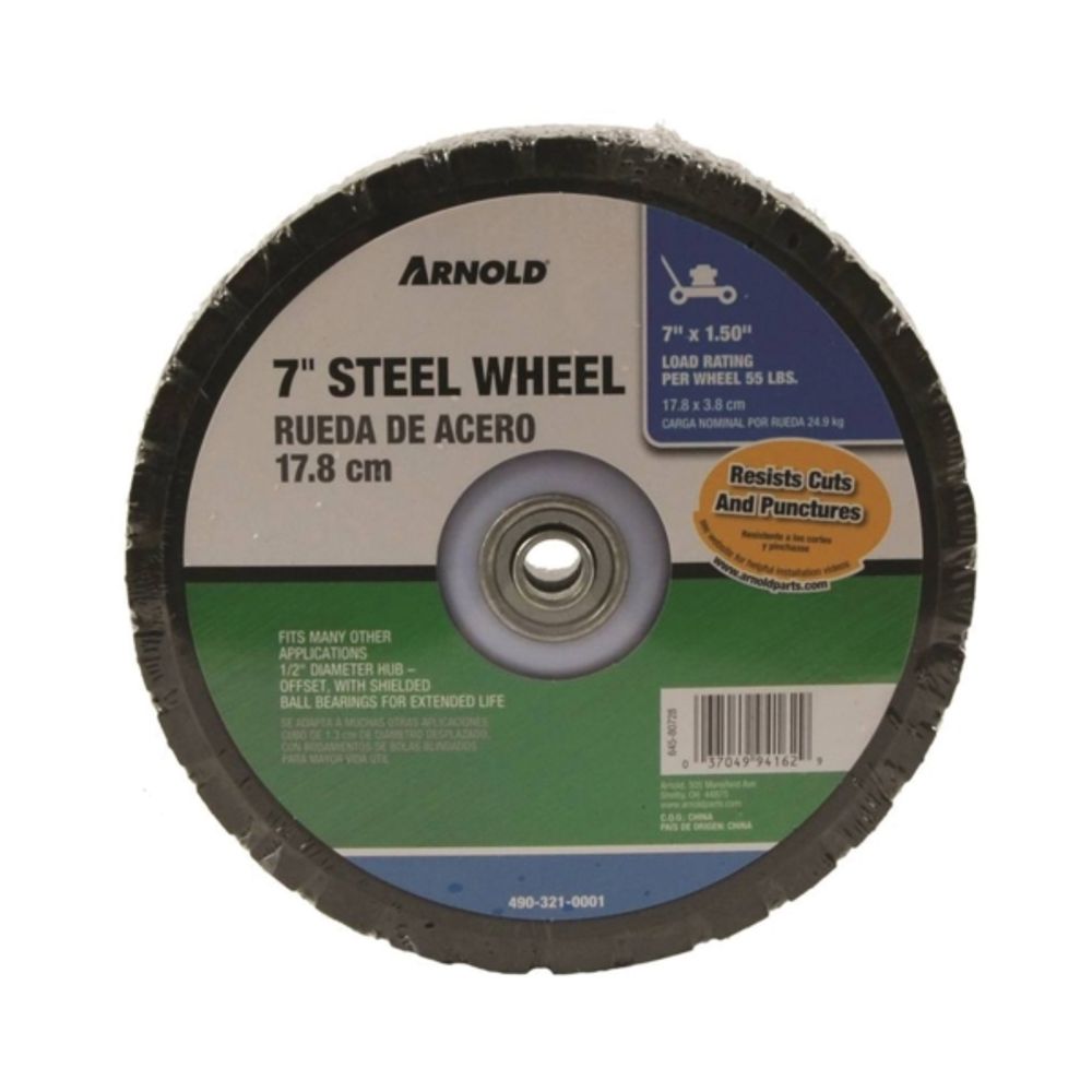 ARNOLD 490-321-0001 Tread Wheel, 1-3/8 in L Hub, Steel, For Lawnmowers and Golf Carts